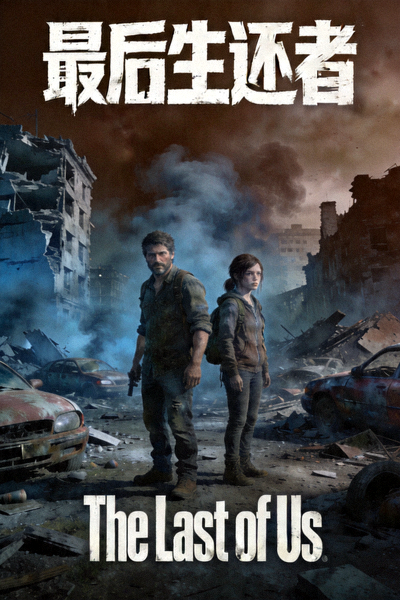 《最后生还者》美剧海报，乔尔与艾莉在末日废墟中
